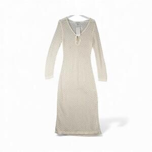 Brand New A New Day Women's Size Medium Beige 3/4 Sleeve Knit Maxi Slip Dress